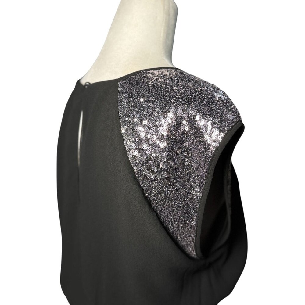 Pixley Womens Size M Sleeveless Black Dress Sequined Shoulders Elegant Classic - Picture 4 of 10